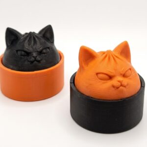 Halloweeni teemalised 3D prinditud vampiirist kass-pelmeeni klikkerid musta ja oranži värvi | thingies