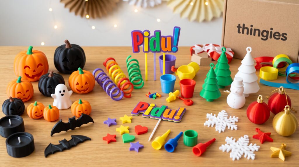 3D prinditud kaunistused ja dekoratsioonid pühadeks ja pidudeks - Halloween'i kõrvitsad, jõuluehted ning värvilised peoaksessuaarid ja -kaunistused | thingies